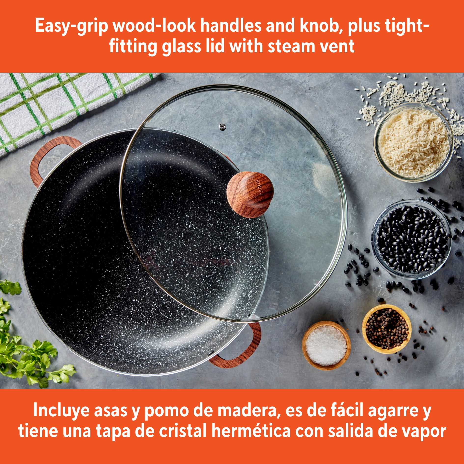 IMUSA 4.4qt Black Stone Aluminum Speckled Nonstick Caldero IMUSA 4.4qt Black Stone Aluminum Speckled Nonstick Caldero