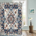 thumbnail image 3 of Fabric Shower Curtain, Boho Vintage Blue and Red Floral Distressed Bathroom Curtain with 12 Hooks Waterproof No Bad Odor Machine Washable Bath Curtains for Bathroom, Spa Room, 72"x78", 3 of 6