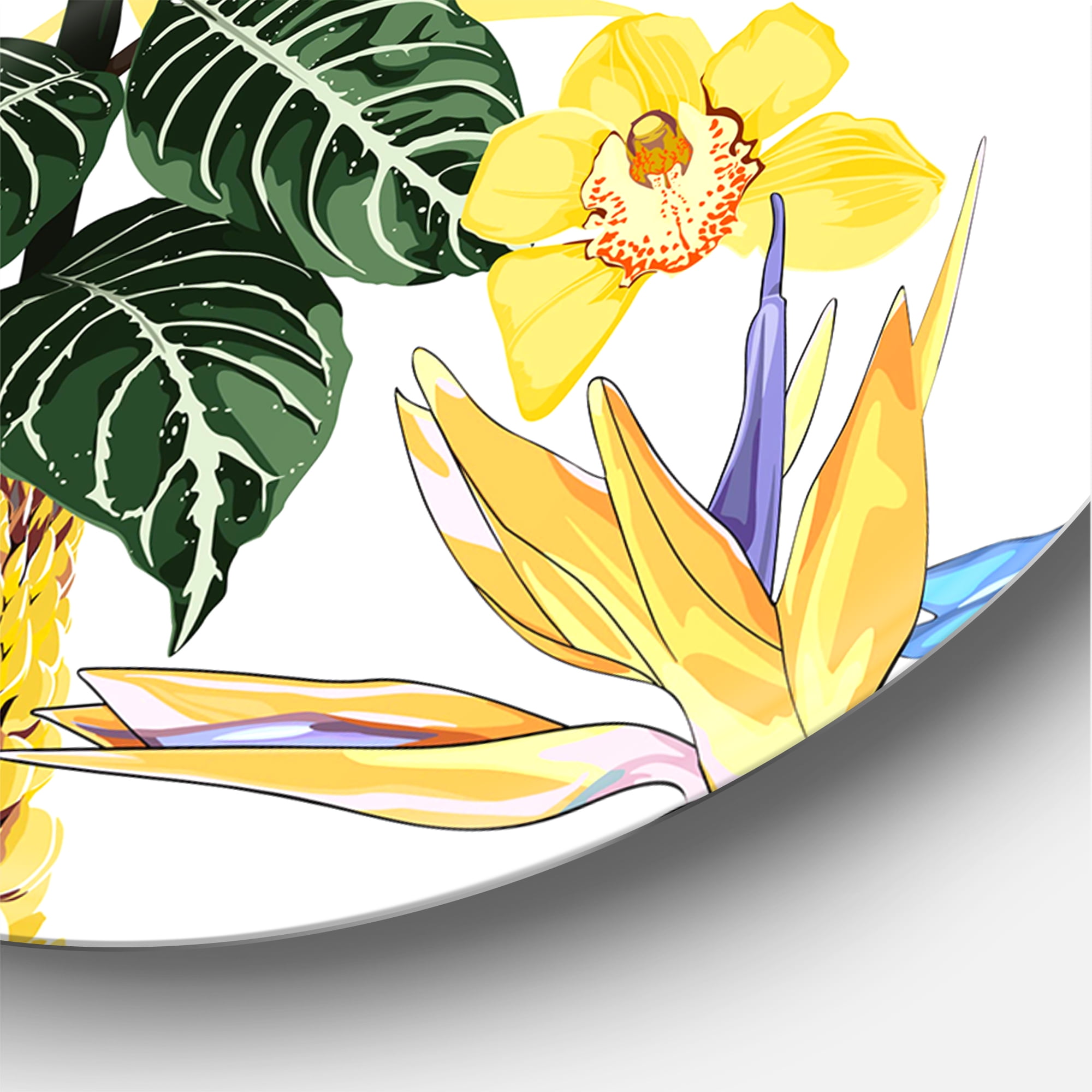Designart 'Pattern Of Beautiful Yellow Flowers ' Modern Circle Metal Wall Art 36x36 - Disc of 36