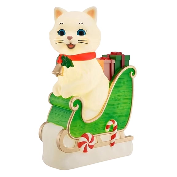 Lighted Blow Mold Cat in Sleigh Indoor/Outdoor Christmas Decoration, Multicolor