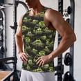 thumbnail image 5 of Gukieu Light Green Excavator Print Men's Quick Dry Fitness Vest, Round Neck Sleeveless Fitness Bodybuilding Top-Small, 5 of 7
