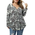 thumbnail image 5 of VERABENDI Women's Plus Size Tops Blouses Long Sleeve Button Up V-neck Tunic Shirts, M-4XL, 5 of 6
