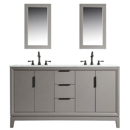 Water Creation Elizabeth 60" Wood Double Bathroom Vanity in Cashmere Gray/Bronze