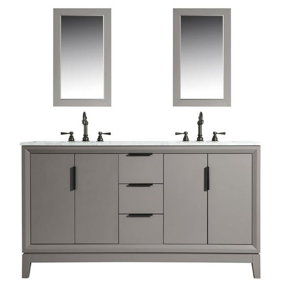 Water Creation Elizabeth 60" Wood Double Bathroom Vanity in Cashmere Gray/Bronze