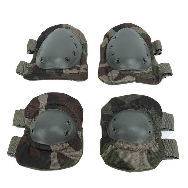 4PCS Set Knee and Elbow Protective Pad Green Color Knee Sleeves Elbow Protector Strap Set for Engineering Maintenance