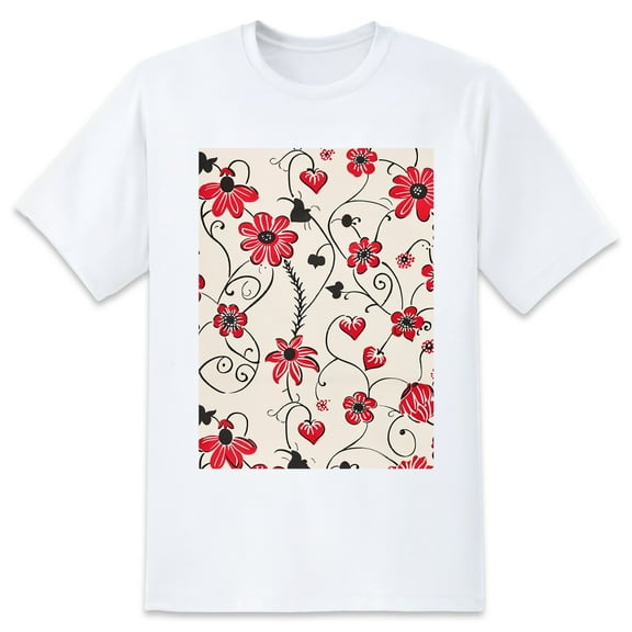 Basic Oversize Tees For WomenFlower Loose Boyfriend Shirts Casual Blouse round neck