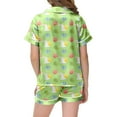 thumbnail image 4 of Easter Pjs for Girls Short Sleeve Shirt Easter Paint Funny Buttons 2 Piece Summer Loungewear Green,10-11Y, 4 of 5