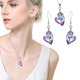 thumbnail image 5 of Elegante conjunto de collar y aretes con colgante de corazón de cristal para mujer, regalo de joyería de moda colorido, cadena de 45 cm, diseño romántico de moda para cualquier ocasión, 5 of 6