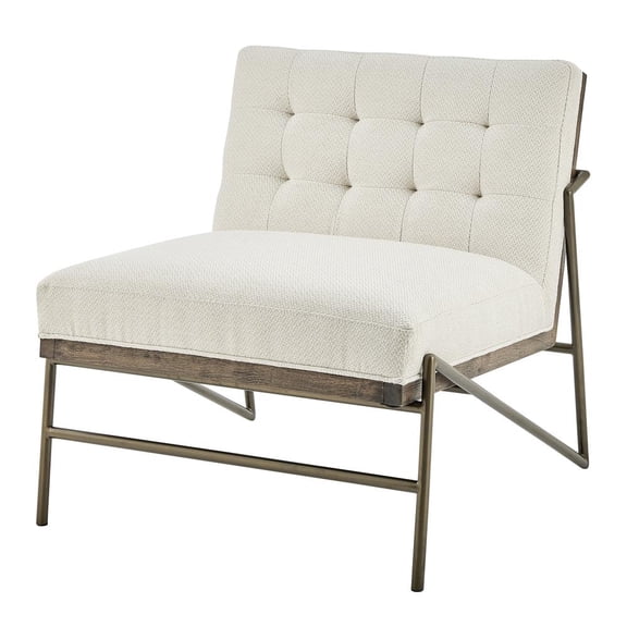New Pacific Direct Marlow 18.5" Fabric and Plywood Accent Chair in Cream