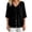 Black, variant on Womens Blouse Peter Pan Collar 3/4 Sleeve Loose Fit Lace Trim Peplum Tops Casual Elegant Office Shirts