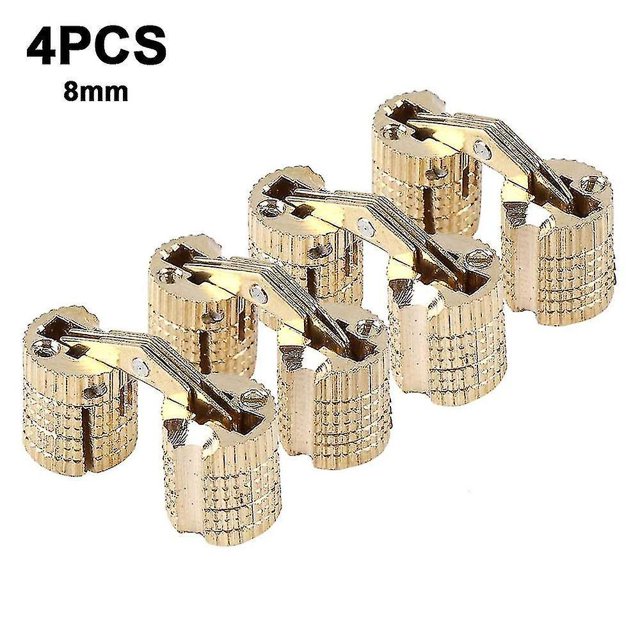 4pcs Barrel Hinge Copper Brass Cabinet Gift Box Hidden Brass Concealed Hinges 8/10/12/14/16mm 180 Opening Angle