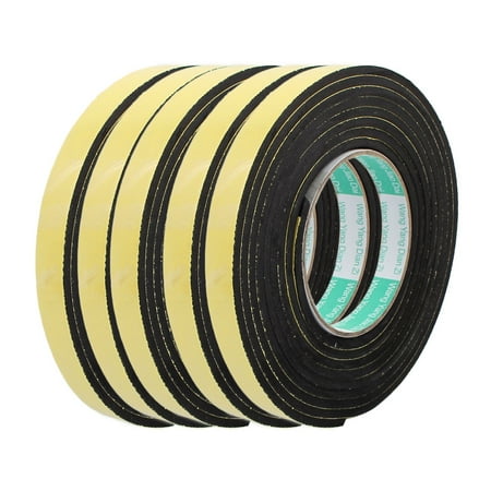 5 Pcs 3 Meter 15mm x 4mm Single-side Adhesive Shockproof Sponge Foam Tape Yellow