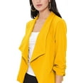thumbnail image 6 of Women's Elegant Draped Blazer Casual Open Front 3/4 Sleeve Jacket, 6 of 6