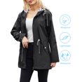 thumbnail image 3 of Hanerdun Women Rain Coats Hooded Jacket Female Zipper Pocket Rainwear Black XL, 3 of 6