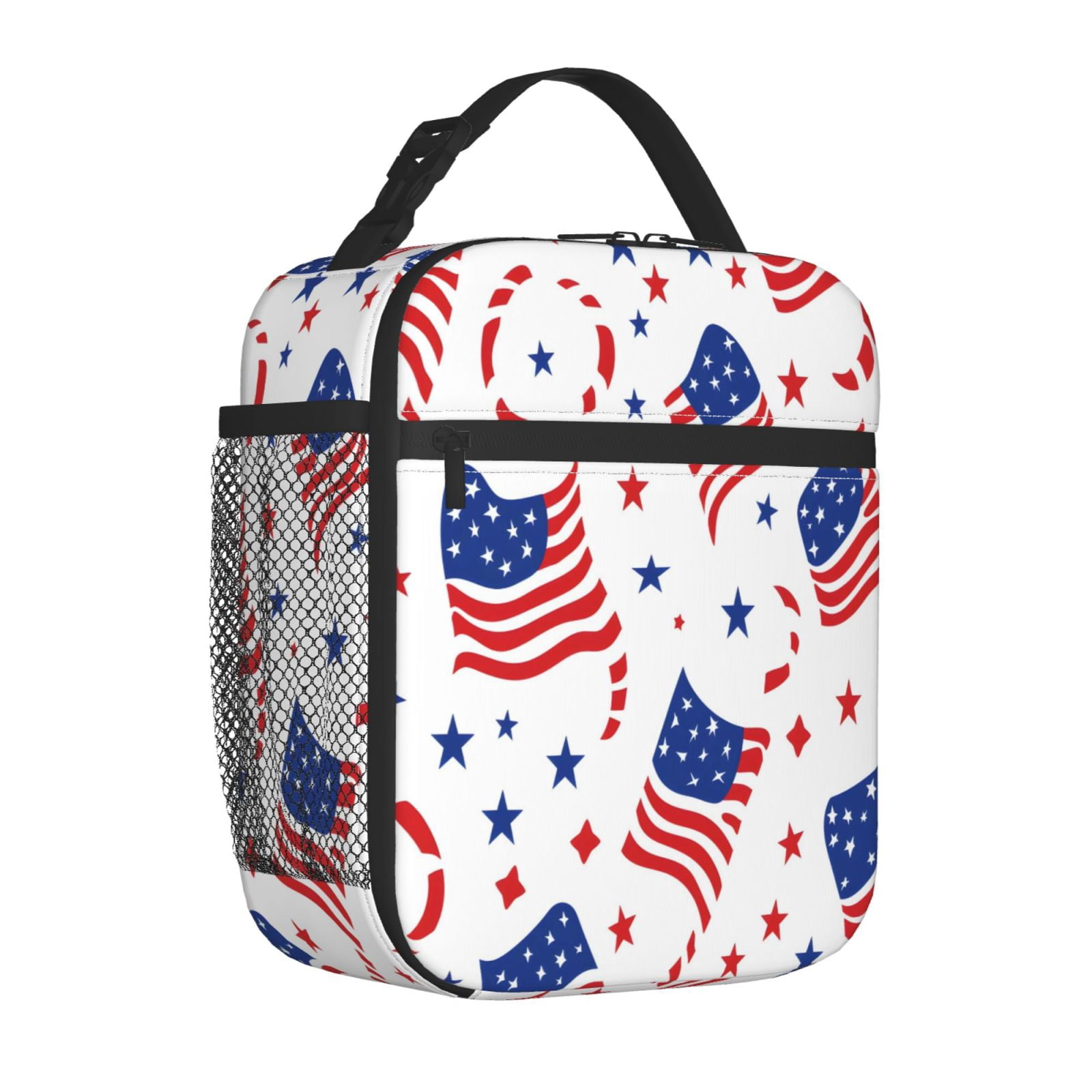 Lunch Bag For Women Men Insulated Portable Lunch Box Bento Box Office Picnic Travel Cooler Bag Independence Day Theme Star (13)