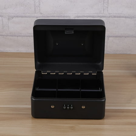 FOMIYES 1Set Cashier Box Metal Black for Money Organizer in Convenience Stores 15x12x8in