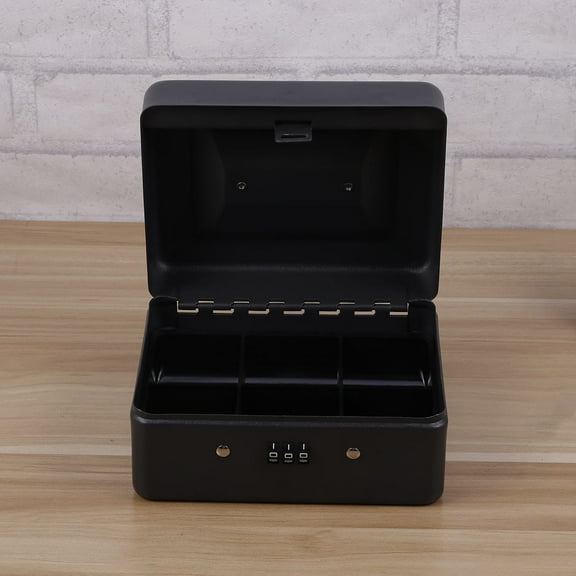FOMIYES 1Set Cashier Box Metal Black for Money Organizer in Convenience Stores 15x12x8in