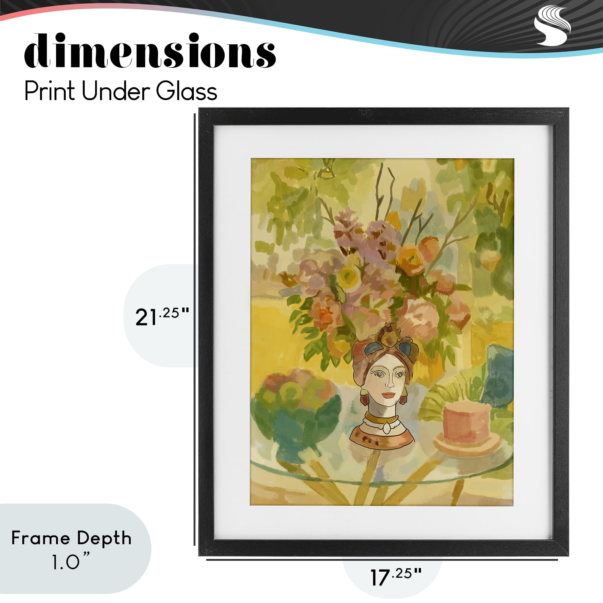 Stupell Industries Flower Head Vase Black Framed Print Under Glass, design by Amelia Noyes