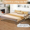thumbnail image 3 of SESSLIFE Metal Daybed with Adjustable Trundle, Twin Size Daybed with Twin Size Pop Up Trundle Bed, Heavy-Duty Sofa with Portable Folding Trundle Bed for Bedroom Living Room, Silver, 3 of 7