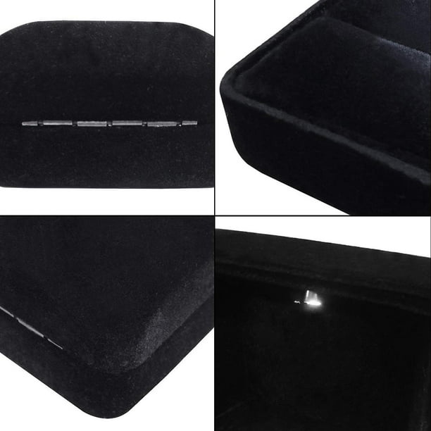 Joyero de terciopelo con luz LED, caja para anillos que brilla en la oscuridad para exhibiciones y compromisos