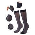 thumbnail image 5 of Deago 4 Pairs Mens Ultra Thin Dress Socks Silk Sheer Business Socks Summer Work Trouser Sox Mid Calf (Coffee), 5 of 11