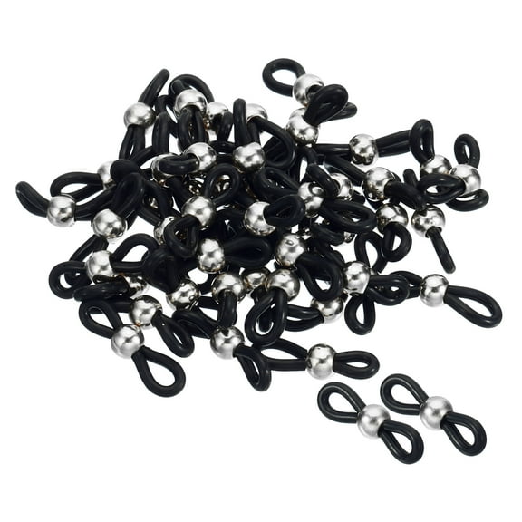 Uxcell Eyeglass Chain Connector Adjustable Anti Slip Sunglasses Strap Holder Chain End Loop Black Silver 50 Pack