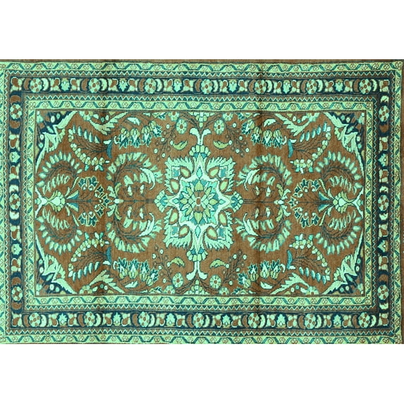 Ahgly Company Indoor Rectangle Persian Turquoise Blue Traditional Area Rugs, 8' x 12'