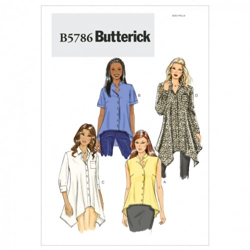 Butterick Ladies Sewing Pattern 5786 - Shaped Hemline Shirts & Blouses