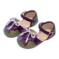 thumbnail image 3 of Ccpelsie Girls Sparkle Princess Dress Shoes Bow Wedding Party Flower Bridesmaids Mary Jane Ballet Flats for Kid Toddler(Dark Purple,9), 3 of 9