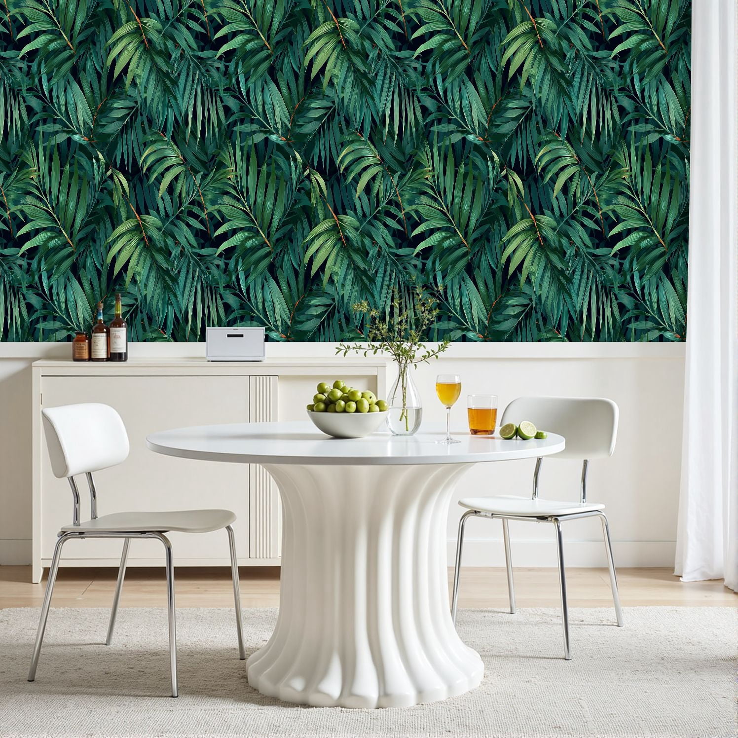 Peel and Stick Wallpaper palm frond Tropical leaves seamless Banana leaf Exotic design Hawaiian 24in x 118in Contact Paper Removable Self Adhesive Wall Mural Wall Decor for Bedroom Kitchen Cabinets