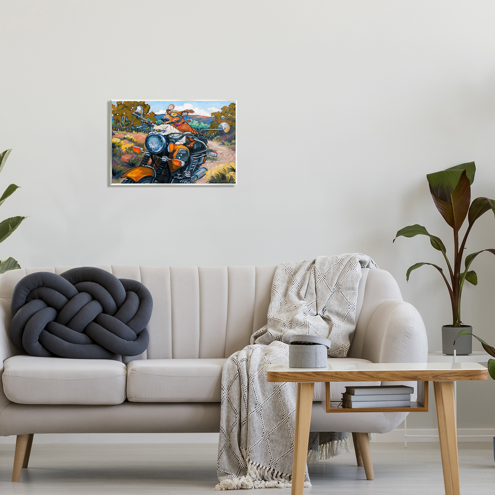 Stupell Industries Cat & Dog on Motorcycle Animals & Insects Painting Unframed Art Print Wall Art, 19 x 13