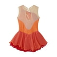 thumbnail image 4 of TiaoBug Kids Girls Sleeveless Figure Skating Dress Rhinestone Chiffon Ballet Leotard Ballerine Tutu Dress Orange 6, 4 of 7