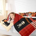 thumbnail image 3 of Manfei Retro Patchwork Halloween Print Twin Bedding for All, Black Orange Ghost Cat Bat Bedding Comforter Set, Halloween Reversible, 7 Pieces, 3 of 7