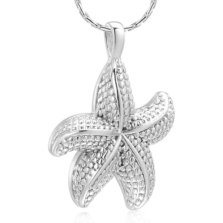 Starfish Cremation Urn Necklace for Women Cremation Jewelry Starfish Shape Urn Pendant Necklace Memorial Ashes Holder Keepsake Funeral Pendant Necklace with Funnel Filler