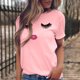 thumbnail image 2 of Hecho para Más Camisa Mujeres Sudadera de Manga Corta con Patrón Casual con Diseño de Pestañas Impreso, Cuello Redondo para el Hogar Y el Trabajo, 2 of 8