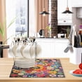 thumbnail image 2 of Qxltty Vibrant Floral Pattern Leather Drying Mat for Kitchen Countertops Coffee Mats Hide Stain Quickly Absorbs Water Tableware Decor, 2 of 6