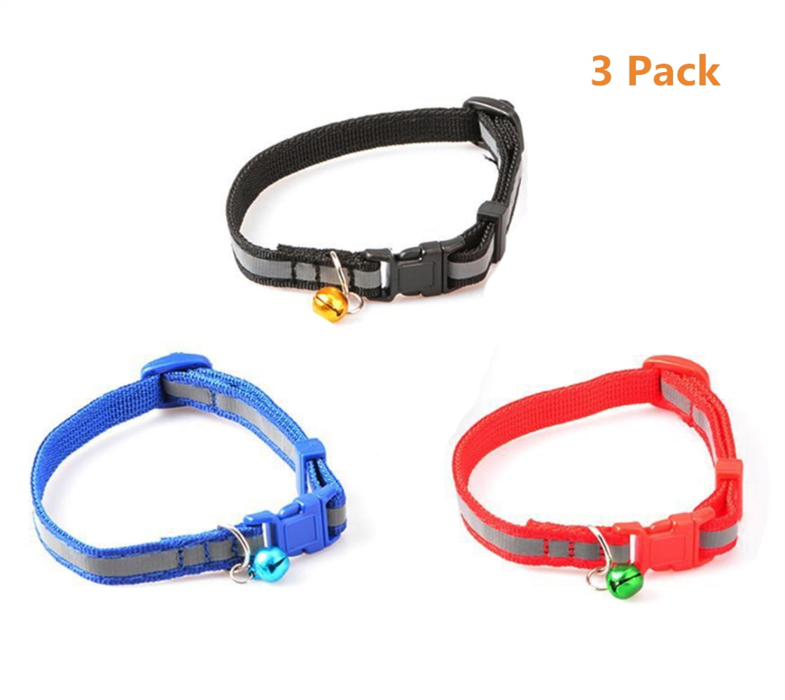 Soft Nylon Kitten Collars for Kitty Puppy 7.4-11.8in Adjustable Solid & Paw Unique Design 12 Pack Reflective Cat Collar with Bell 