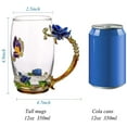 thumbnail image 2 of Glass Tea Mug with Spoon Hand Made Enamel Rose Flower and Colorful Diamond Butterfly Clear Glass Coffee Cup Birthday Grandma Girl Graduate, 2 of 8