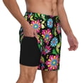 thumbnail image 2 of Fuzoiu Vector Mexican Otomi Style Bright Print Men's Swim Shorts,Quick-Dry Double-Layer Swim Trunks,Board Trunks,Beach Shorts Swimwear Bathing Suits-Large, 2 of 6
