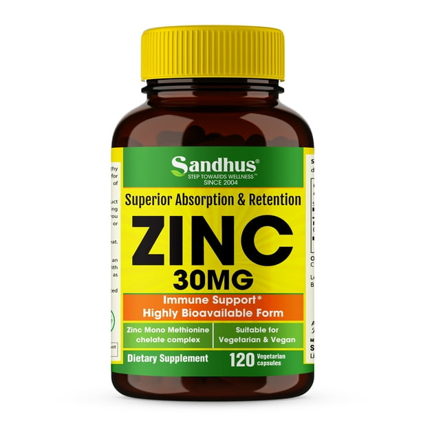 Sandhu's Zinc 30 mg Zinc Methionine Highly Absorbable BioAvailable