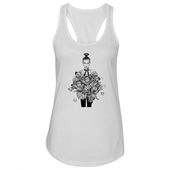 Woman Holding Flowers Racerback Tank Women -Image by Shutterstock, Female Medium