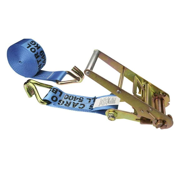 3" x 20' Blue Ratchet Strap w/ Wire Hooks