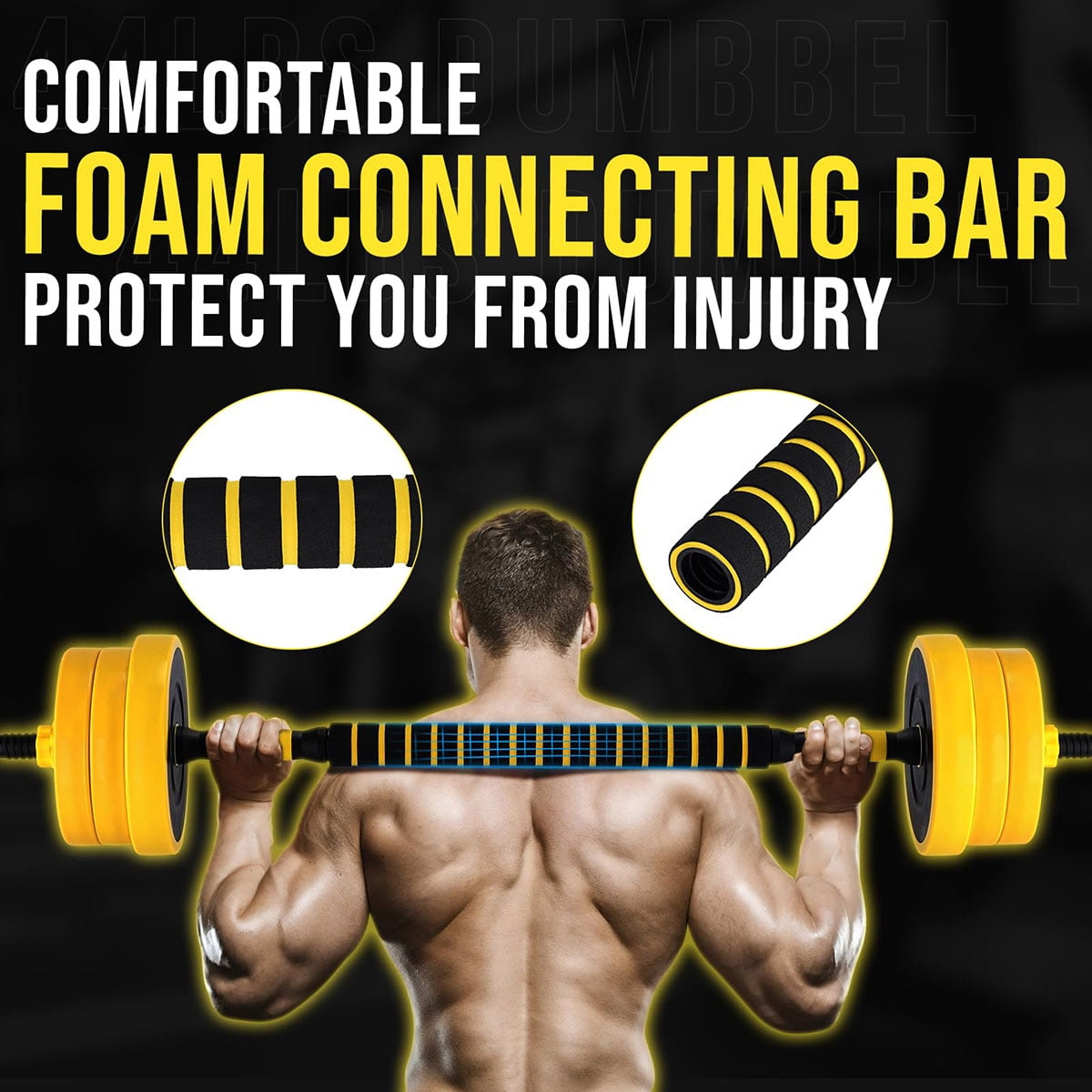 Ataucjin Adjustable Weights Dumbbells Set, 33lbs Free Weights Dumbbells Set,Dumbbell Weights With PE Coating and Comfortable Handle for Home Gym, Used as Kettlebells, Barbell, Push up Stand, Workout,