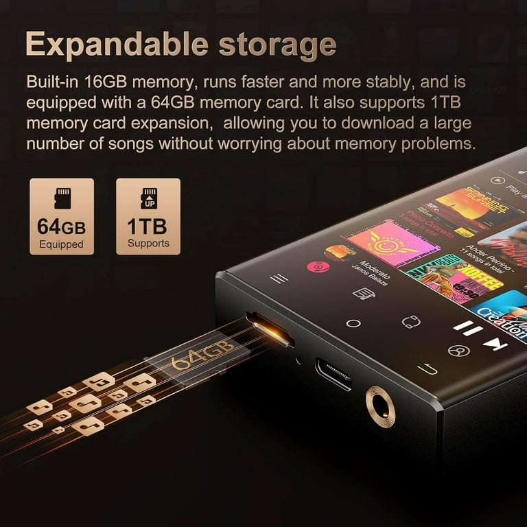 80GB Hi-Fi MP3 Player, Oilsky Spotify MP3 Player with Bluetooth