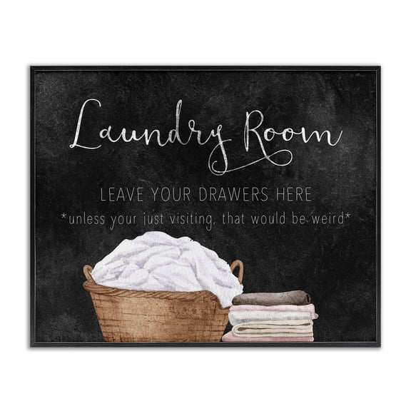 Leave Your Drawers Laundry Black Framed Giclee Art, design by Kim Allen