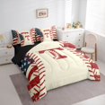 thumbnail image 3 of jejeloiu Monogrammed T Letter 7 Pieces Bedding Comforter Set,Cartoon Baseball Print Full Bedding Set For Boys Men Reversible, 3 of 8