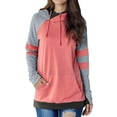 thumbnail image 1 of Chandail à Capuche Contrasté pour Femmes Grande Taille Manches Longues Décontracté Patchwork chandail-Over Haut Jumper Blouse, 1 of 3