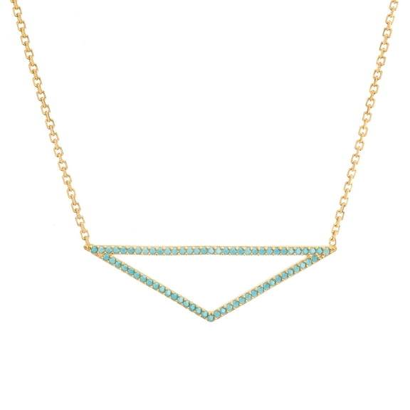 14K Yellow Gold Triangle Pendant Necklace, 16" To 18" Adjustable
