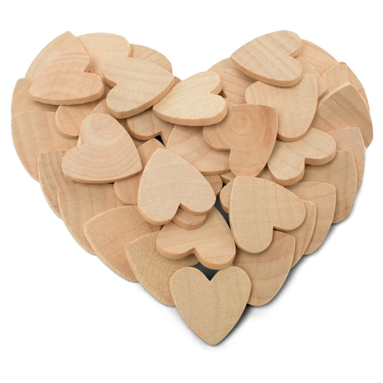  100PCS Wooden Heart, 1.1 Small Wooden Hearts For