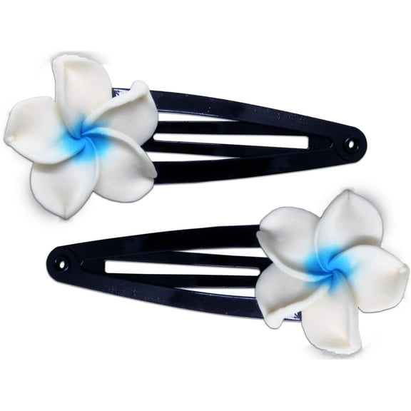 Hi Jewelry Fimo Snap Clip Set of 2 - Small White-Blue
